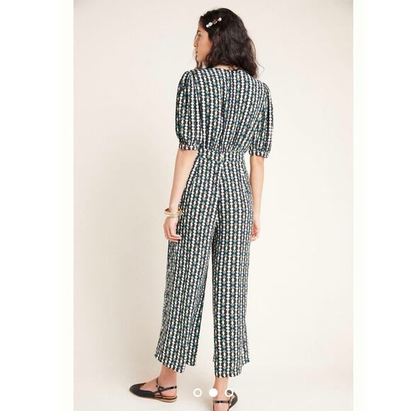 Kachel x Anthropologie Evie Abstract V Neck Jumpsuit Size 8 - Picture 2 of 7